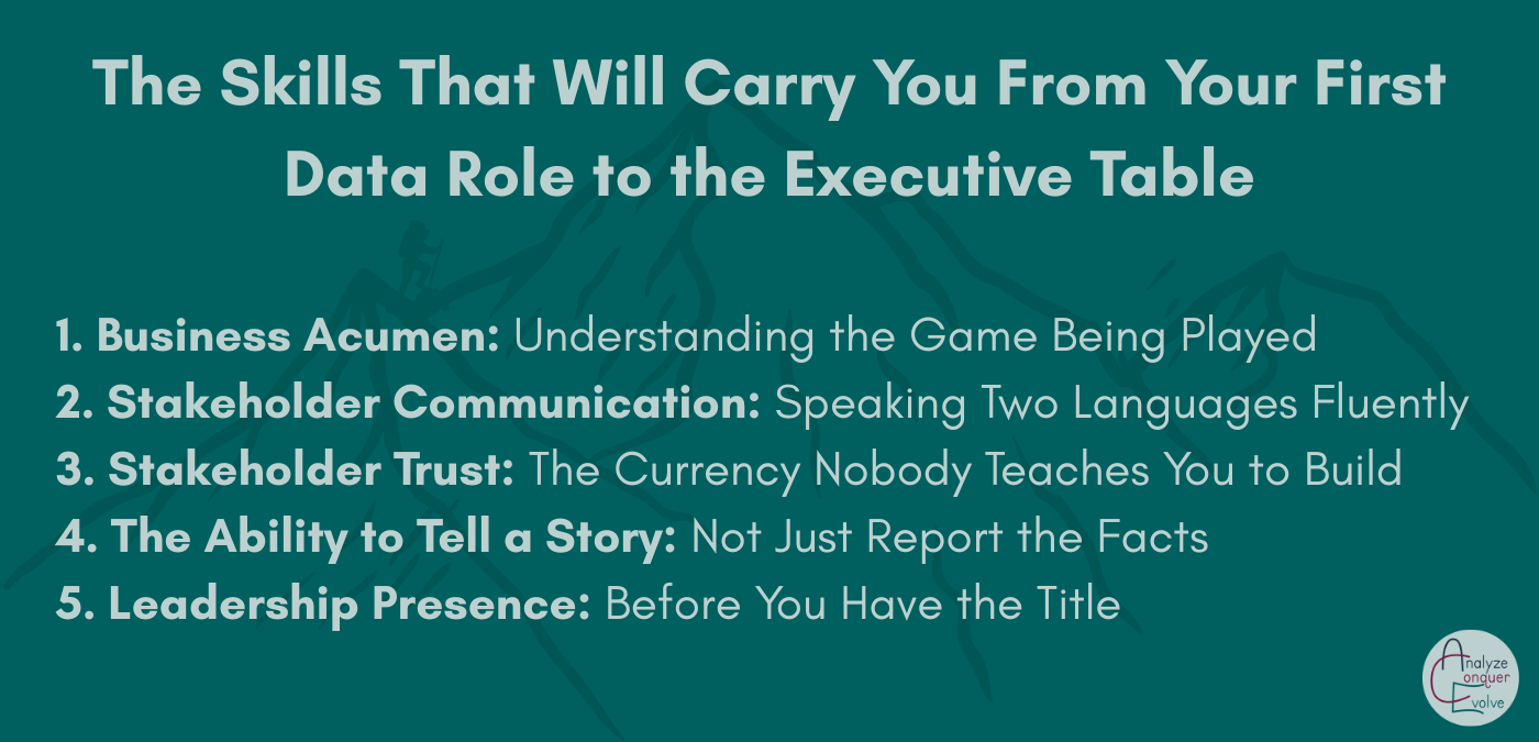 The Skills That Will Carry You From Your First Data Role to the Executive Table